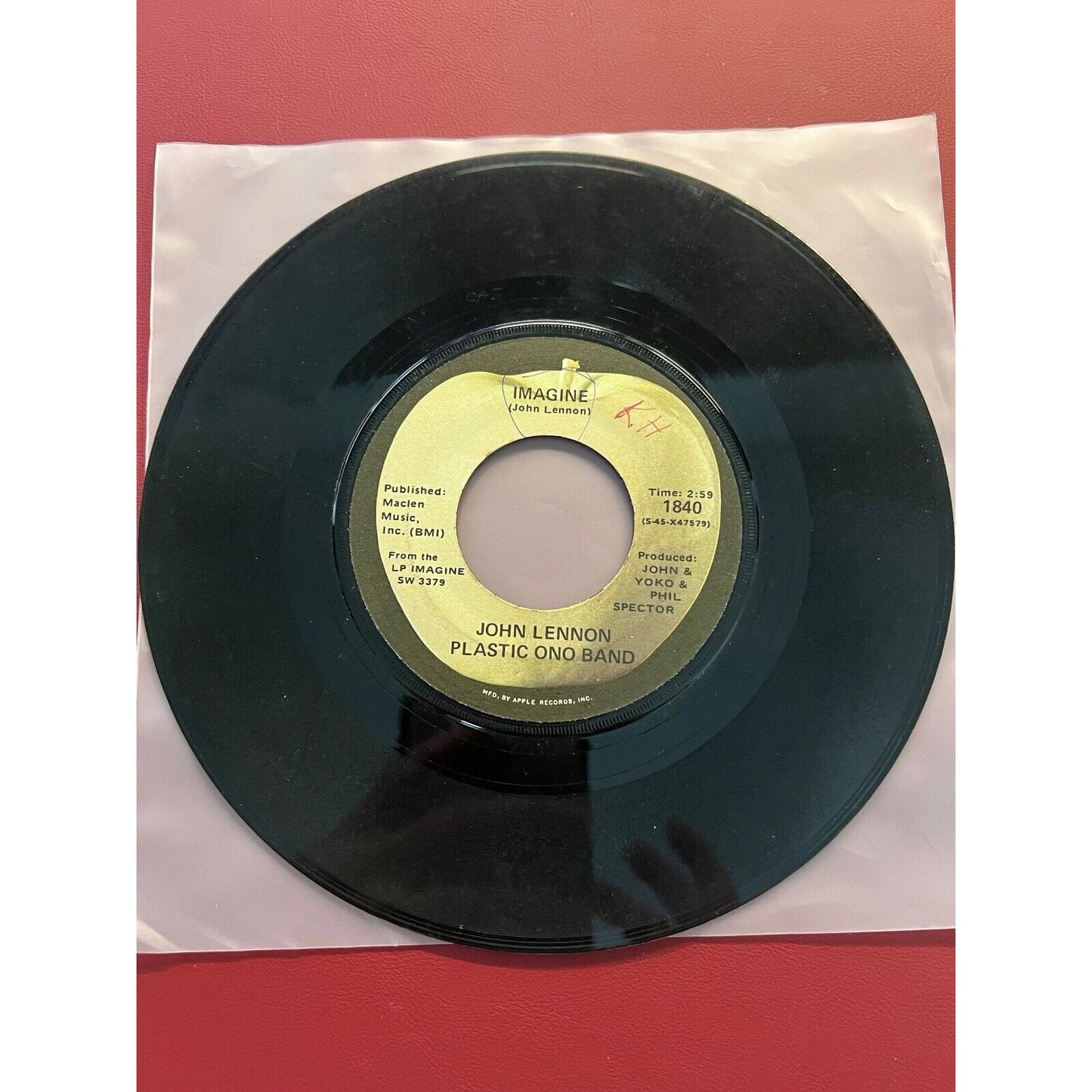 John Lennon Plastic Ono Band Imagine/It's So Hard Apple Record 1840 45RPM