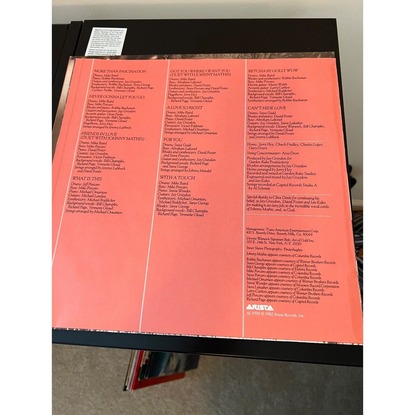 Dionne Warwick - Friends in Love 1982 Vinyl LP NM