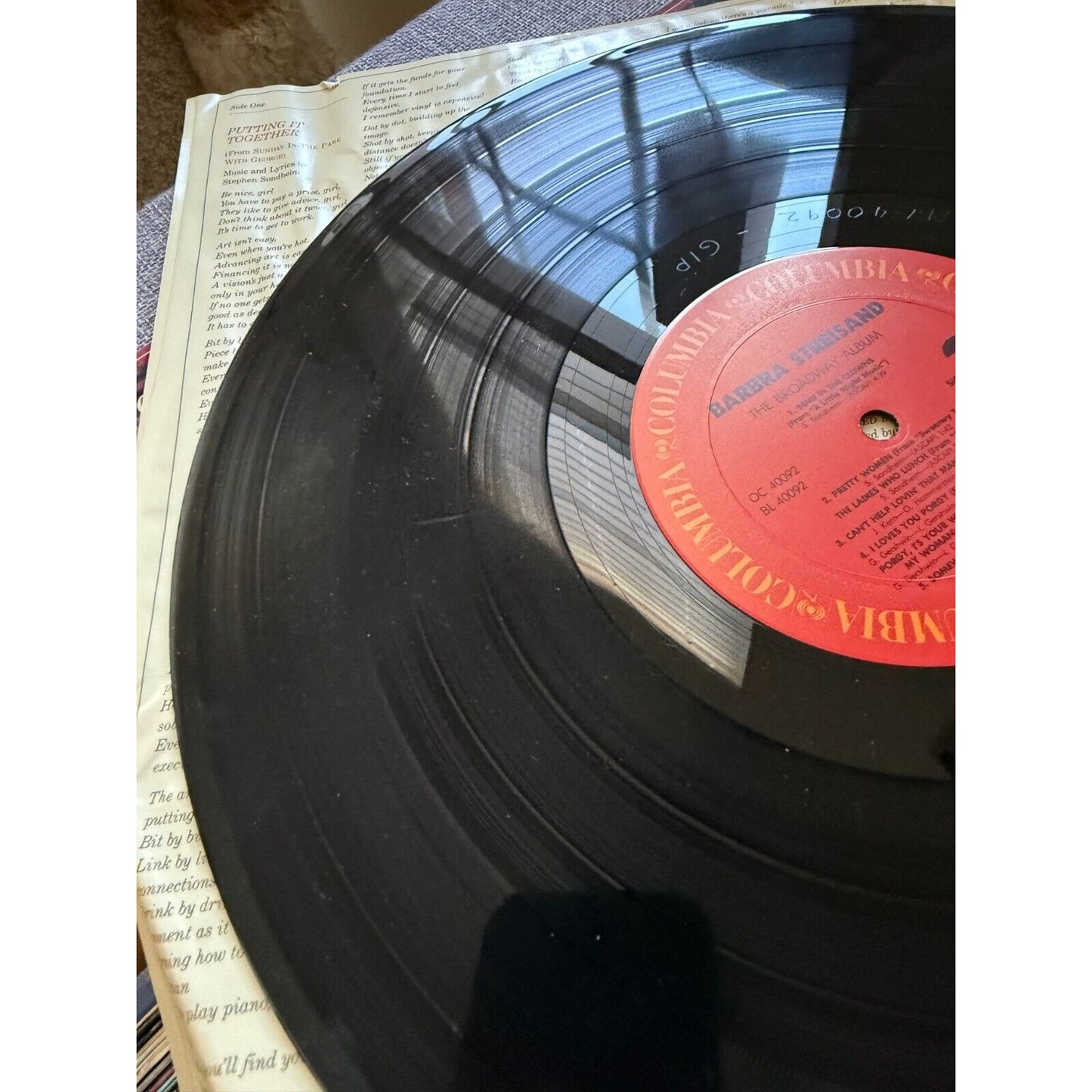 Barbra Streisand "The Broadway Album" LP Vinyl Record 1985
