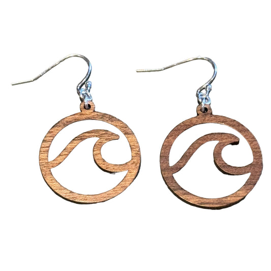 Jackie Gallagher Designs - Mahogany Wood Wave Earrings, sterling silver