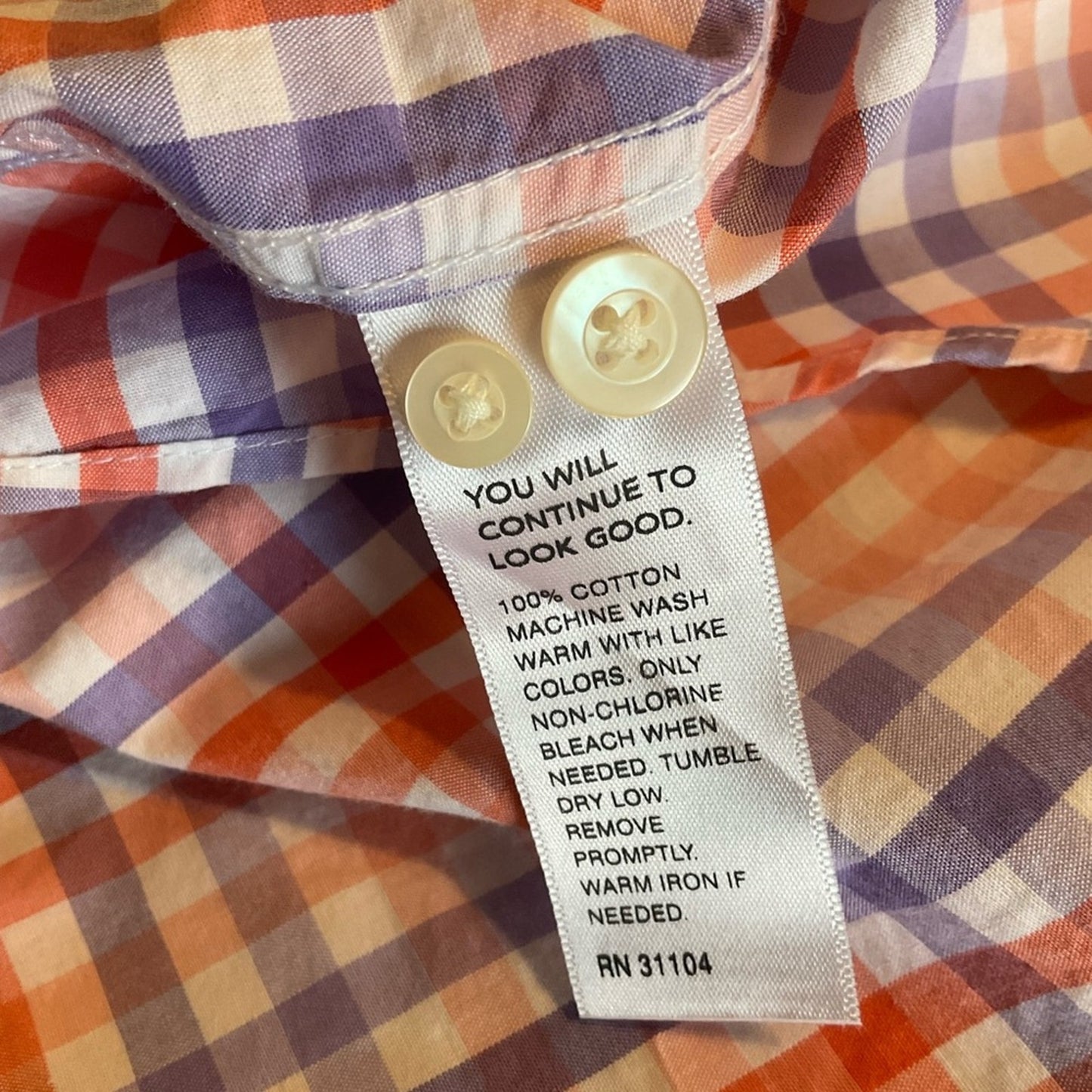 Saddlebred Orange and Purple and white Plaid Casual Button Down Shirt