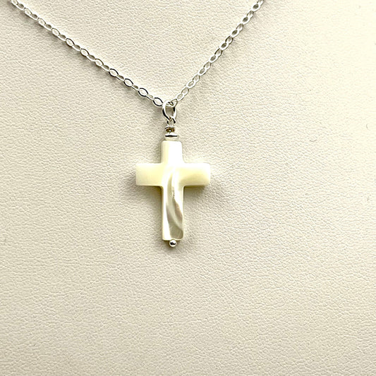 Jackie Gallagher Designs - Mother of Pearl Cross Necklace