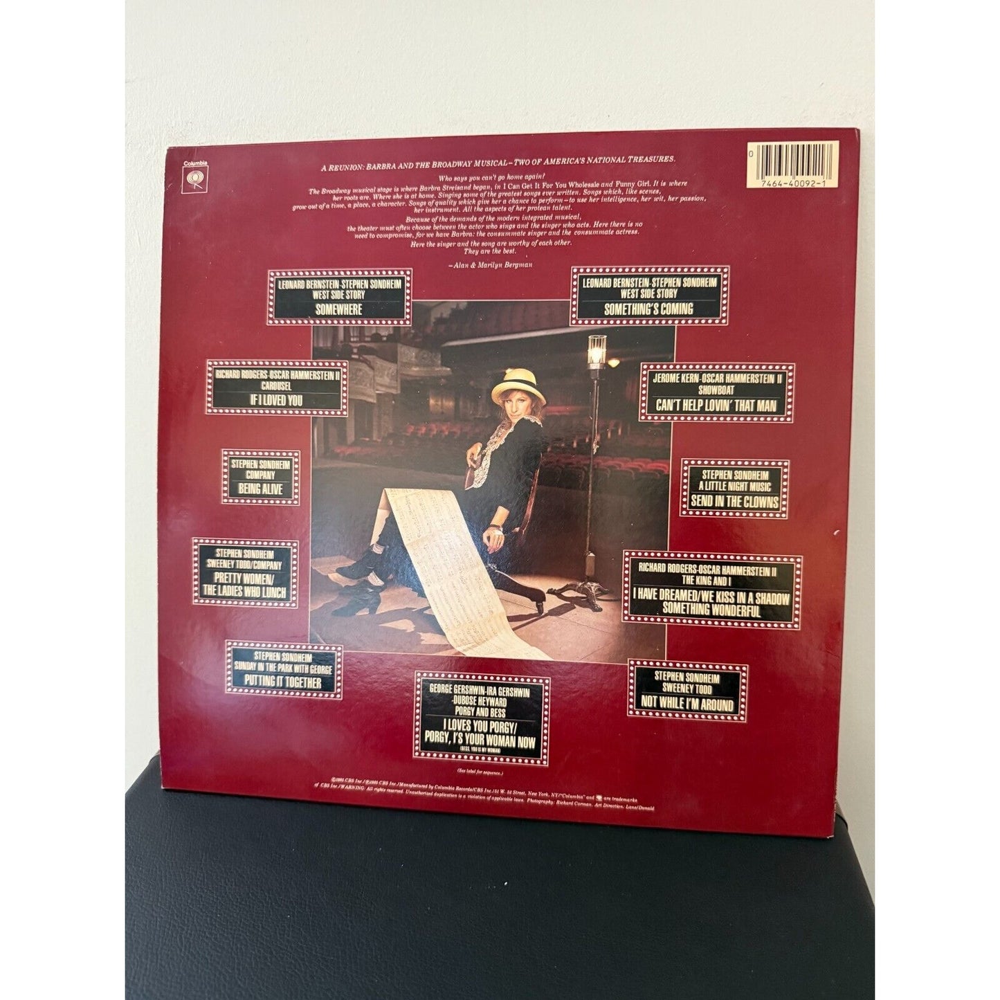Barbra Streisand "The Broadway Album" LP Vinyl Record 1985