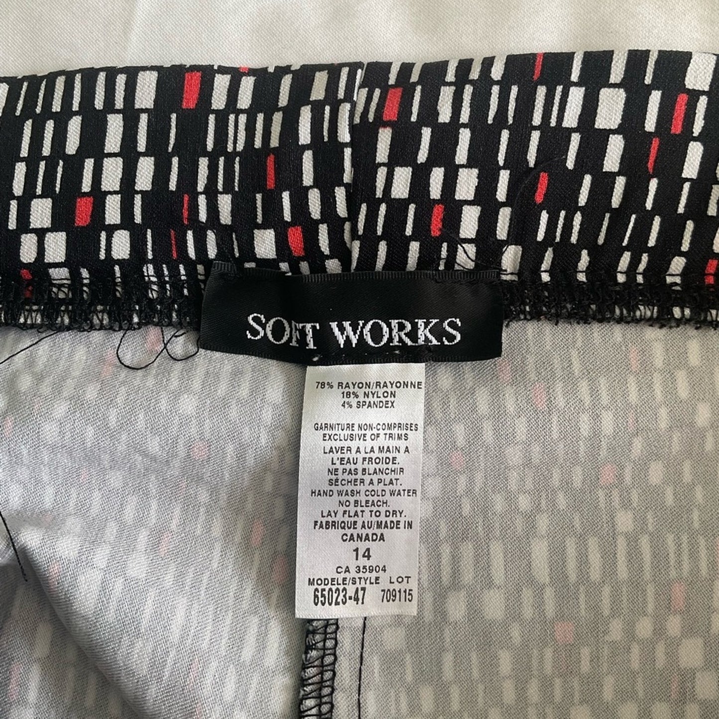 Soft Works Women's Black and White Patterned Pants
