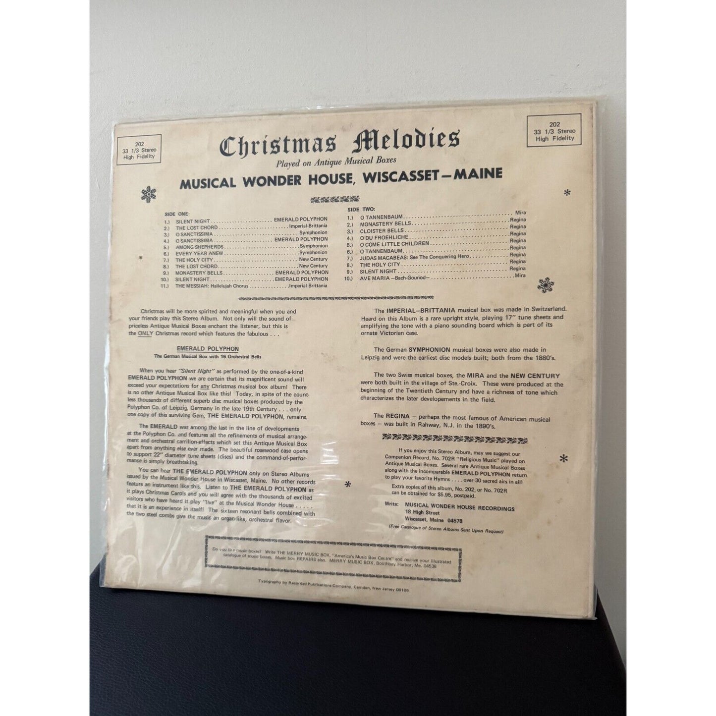 Christmas Melodies Played On Antique Musical Boxes Vinyl, LP