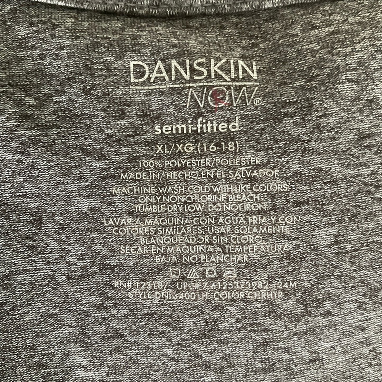 Danskin Now Charcoal Long Sleeve V-Neck Top