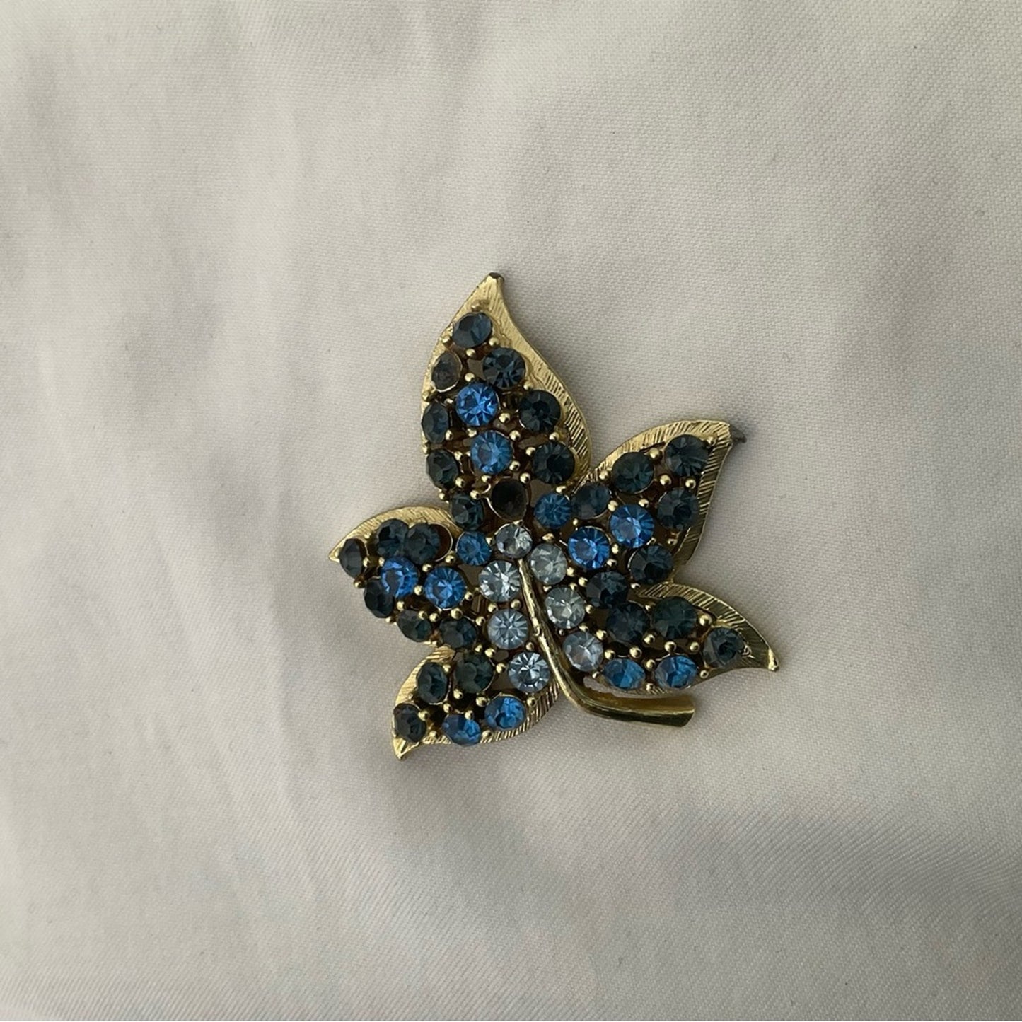 Sarah Coventry Gold and Blue Leaf Brooch