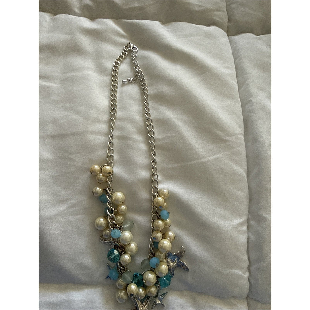 Starfish Beaded Charm Necklace – 20″ Adjustable – Coastal Glam Vibes