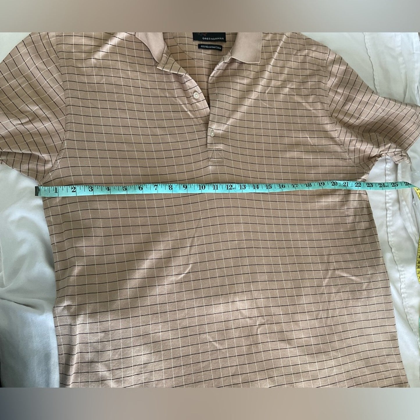 Greg Norman Collection Tan Polo Shirt Classic Design