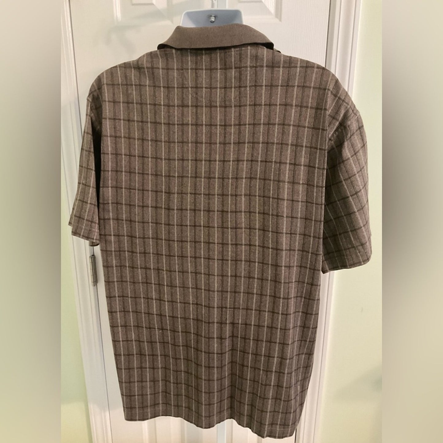 Greg Norman Collection Brown Plaid Polo Shirt