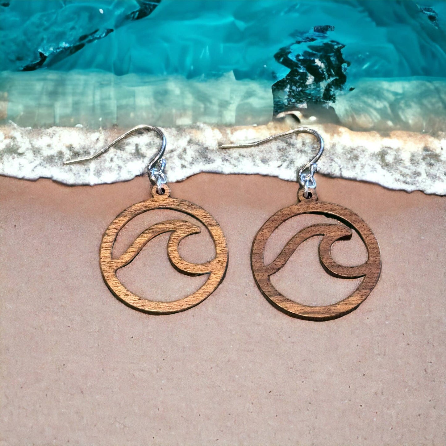Jackie Gallagher Designs - Mahogany Wood Wave Earrings, sterling silver