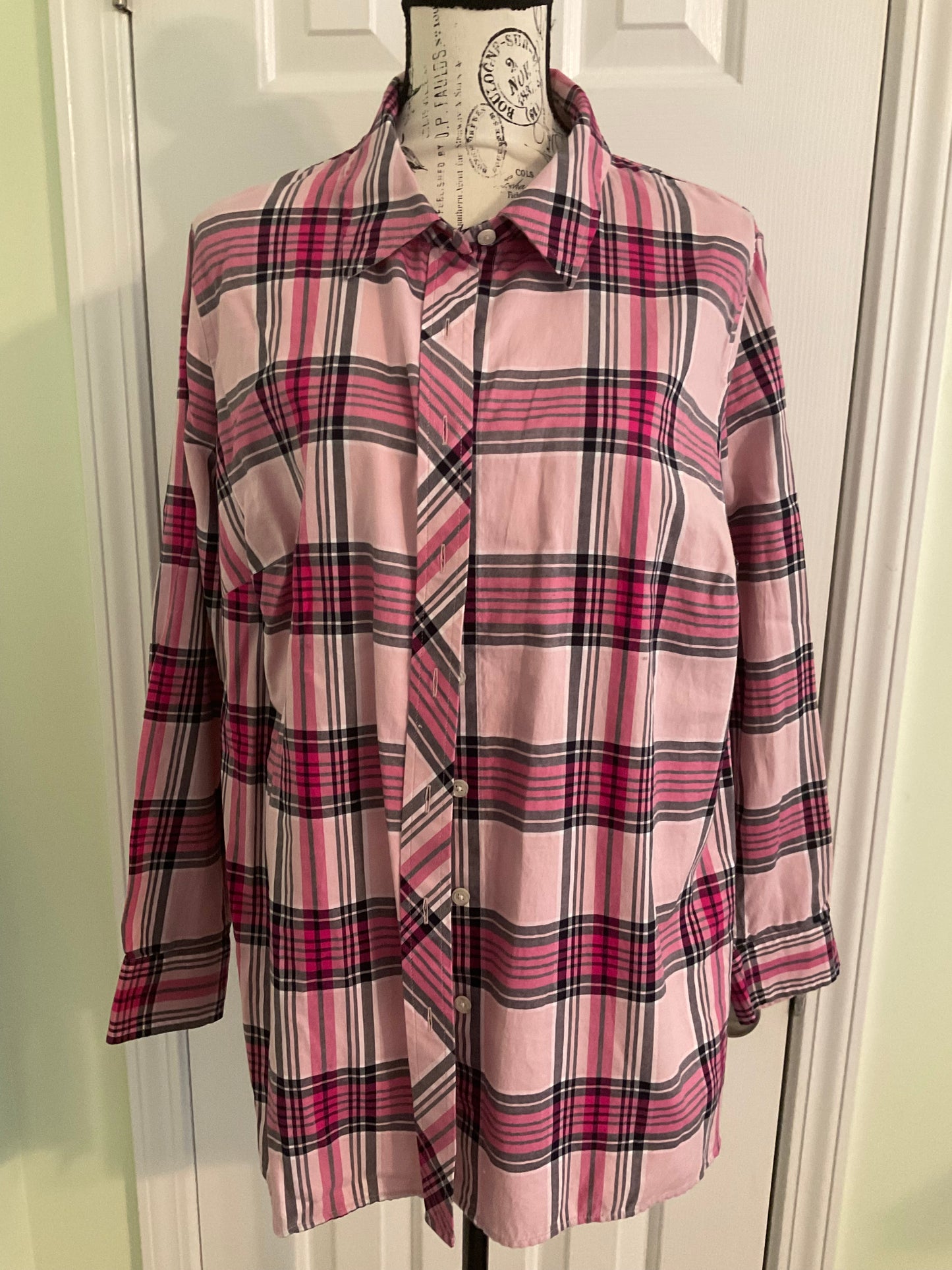 TalbotsPlus Size Button Down plaid Blouse