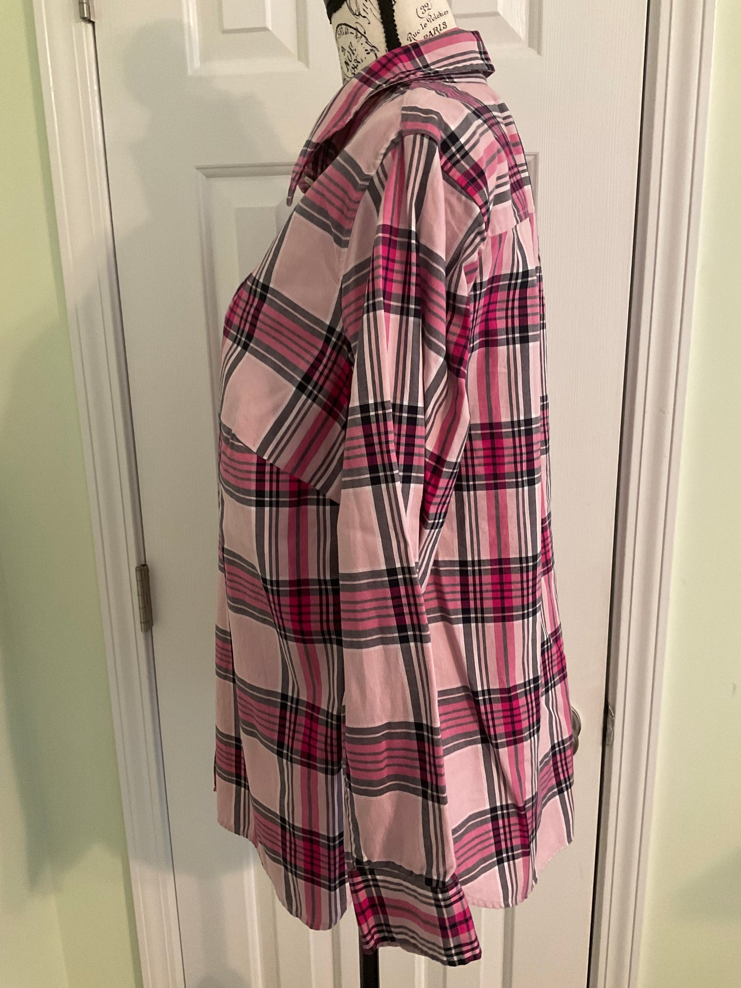 TalbotsPlus Size Button Down plaid Blouse