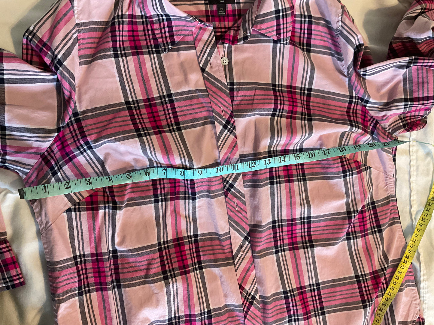 TalbotsPlus Size Button Down plaid Blouse