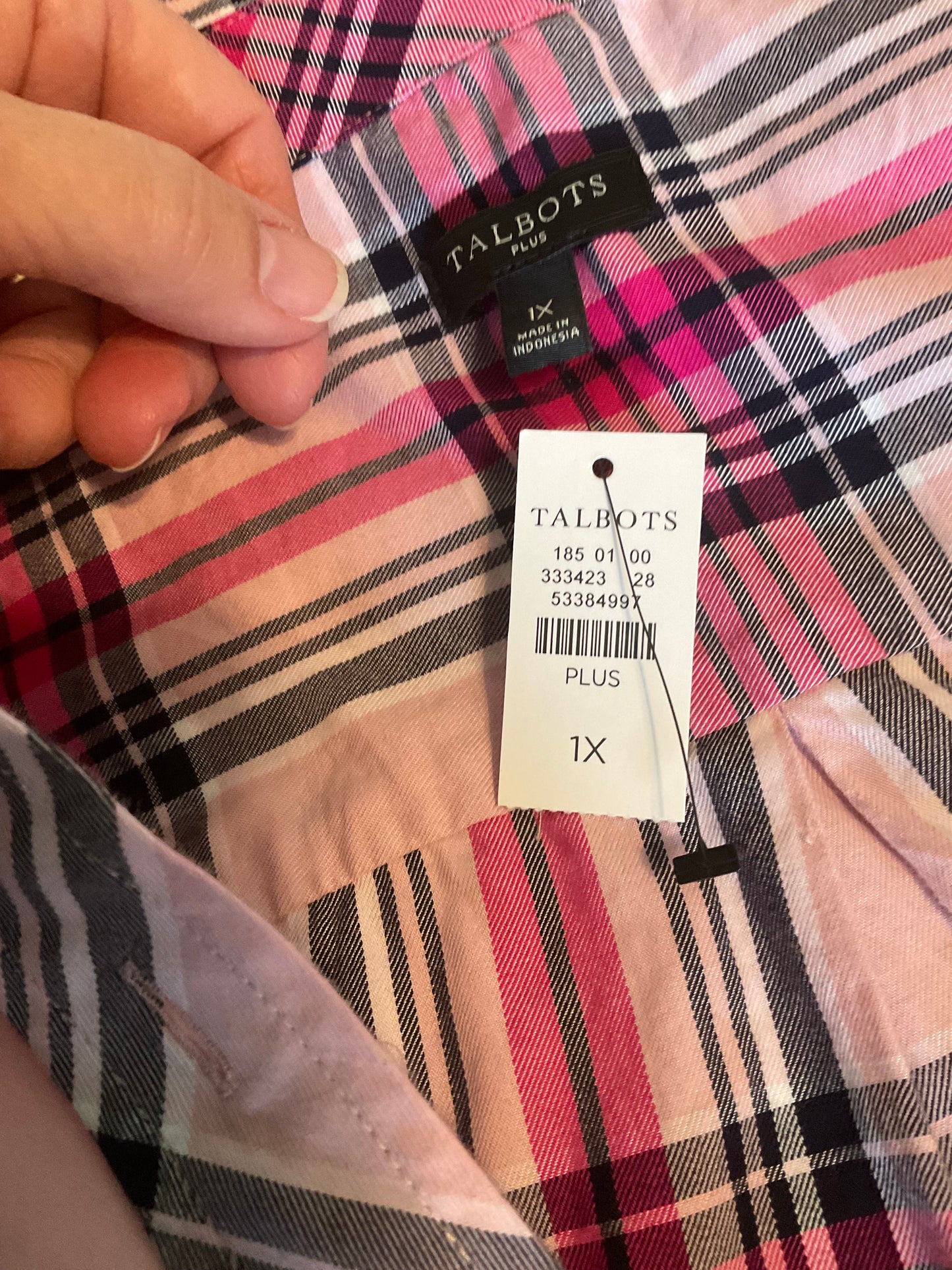 TalbotsPlus Size Button Down plaid Blouse