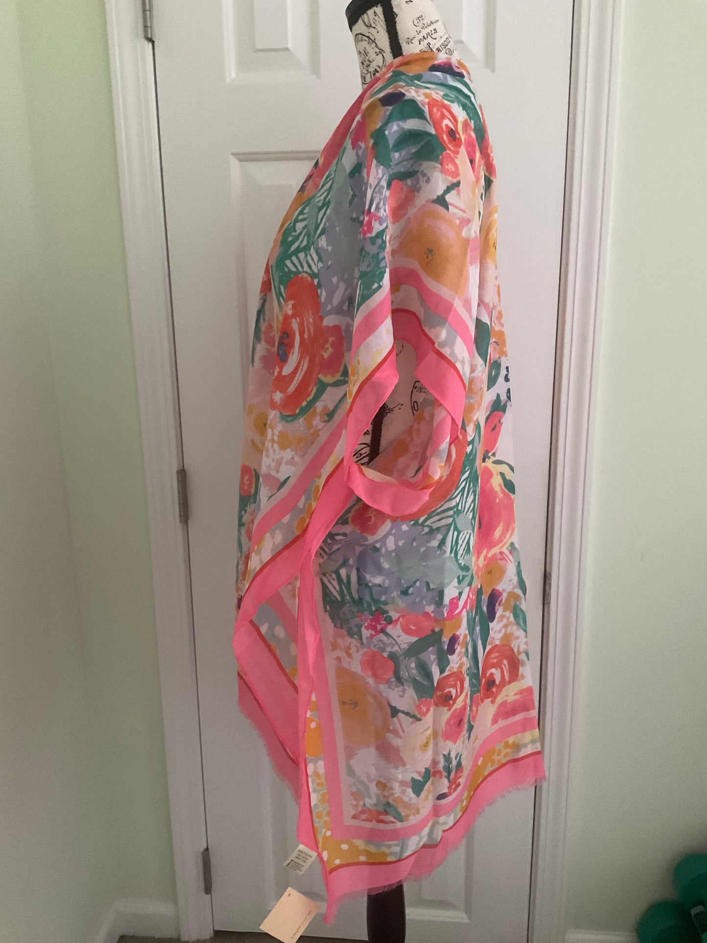 Fashion City - Floral Print Summer Kimono Cover-Up: ONE SIZE / CO