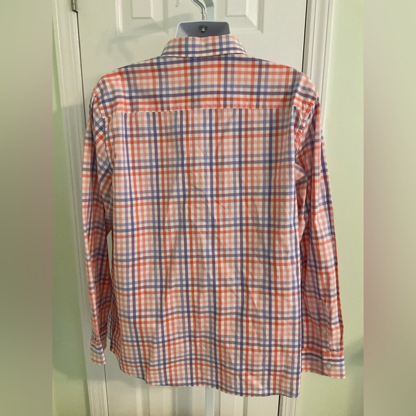 Saddlebred Orange and Purple and white Plaid Casual Button Down Shirt