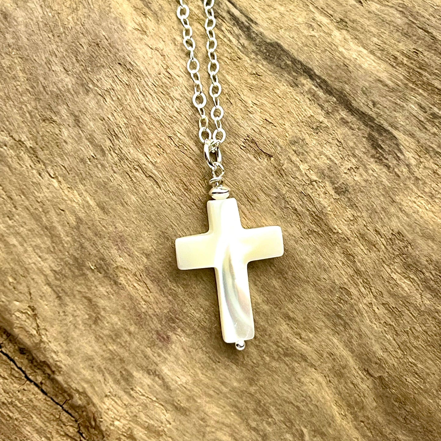 Jackie Gallagher Designs - Mother of Pearl Cross Necklace