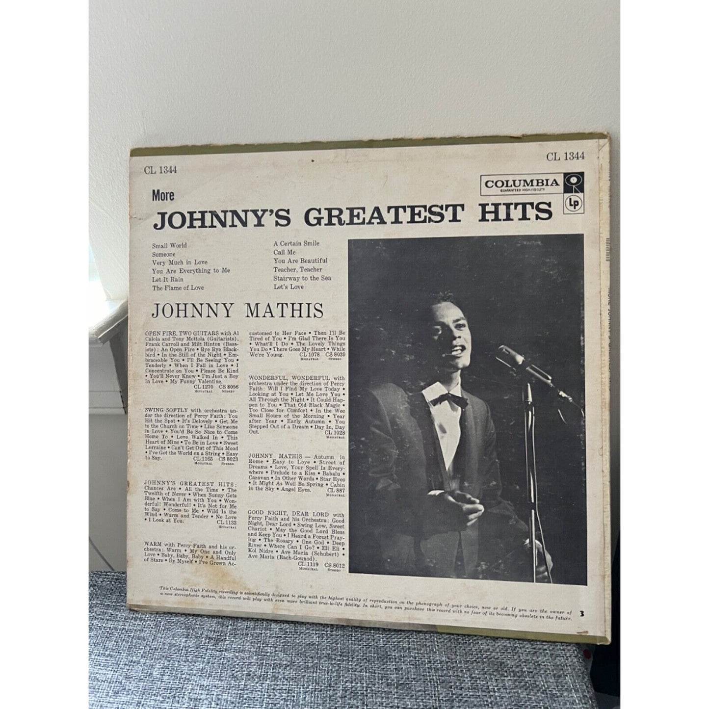 Johnny Mathis Columbia Vinyl Record LP 33 Standards More Johnny’s Greatest Hits