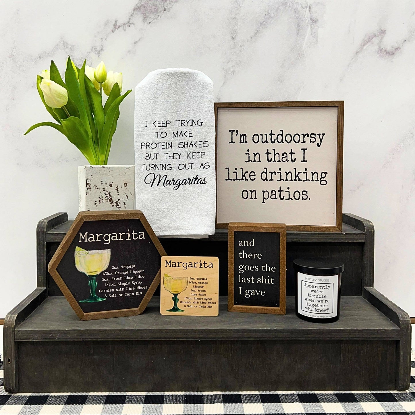 Driftless Studios - Protein Shakes Come Out As Margaritas 16x24 Tea Towel