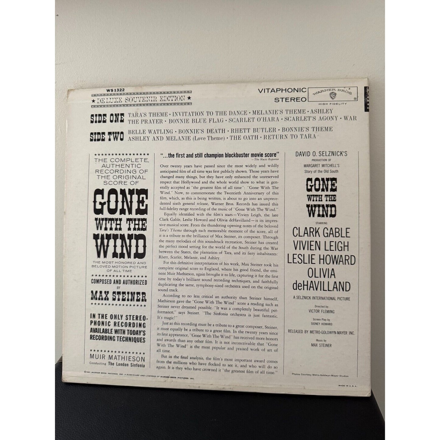 Gone With The Wind - The Authentic Original Score Recording - LP Vinyl Record