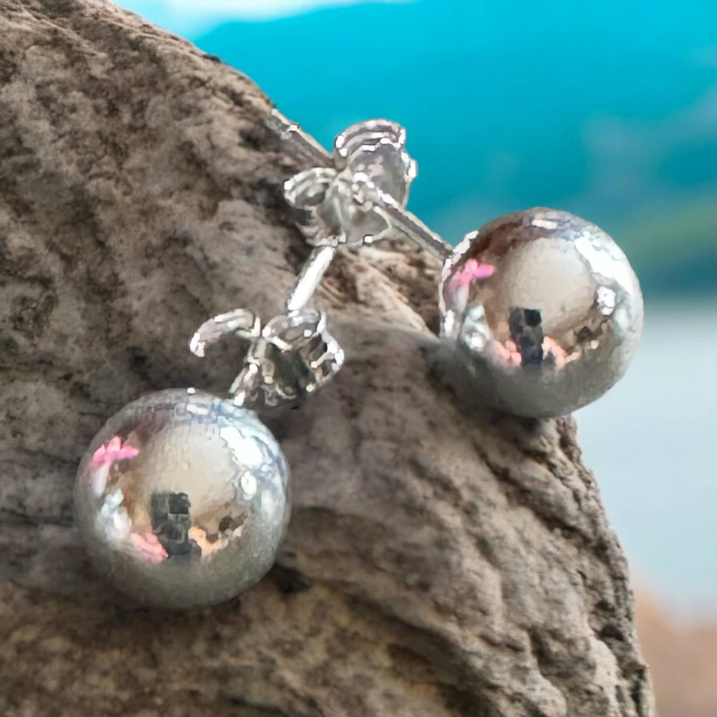 Jackie Gallagher Designs - Handmade Coastal Jewelry - Sterling silver 8mm Ball post/stud earring