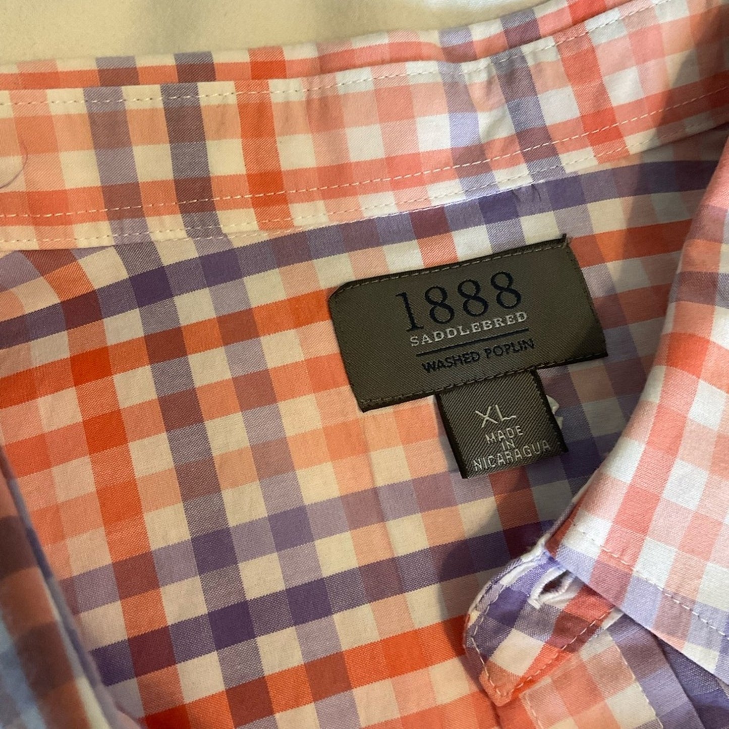 Saddlebred Orange and Purple and white Plaid Casual Button Down Shirt