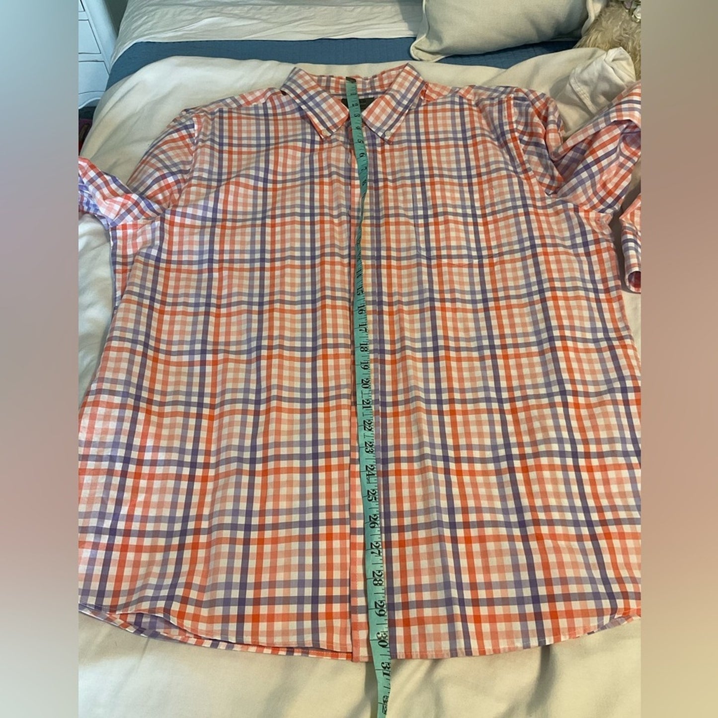 Saddlebred Orange and Purple and white Plaid Casual Button Down Shirt