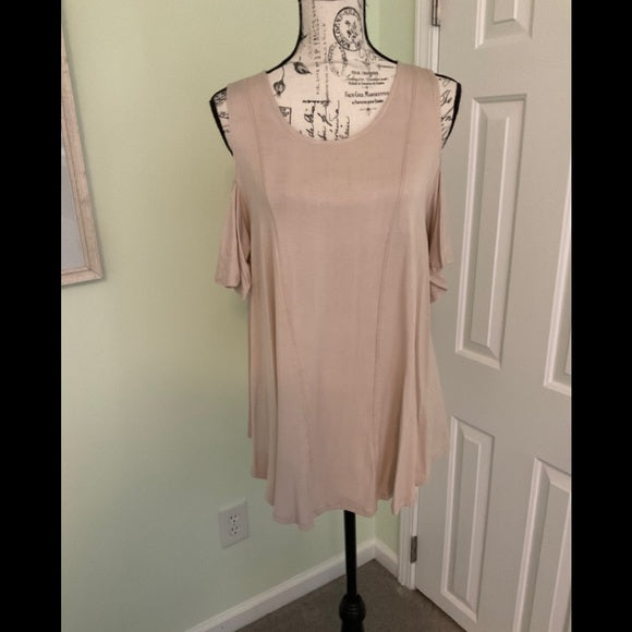 a.gain Beige S/S cold shoulder tunic