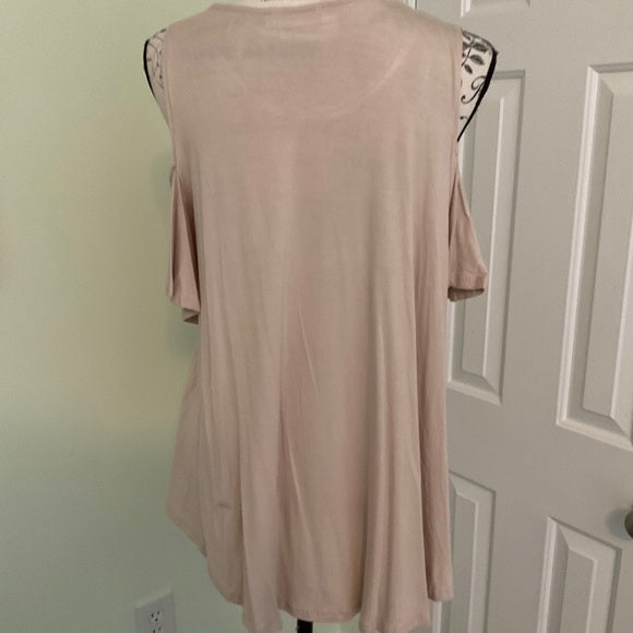a.gain Beige S/S cold shoulder tunic