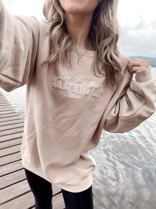 Honey Soul LLC - Salted + Lit Embroidered Sweatshirt