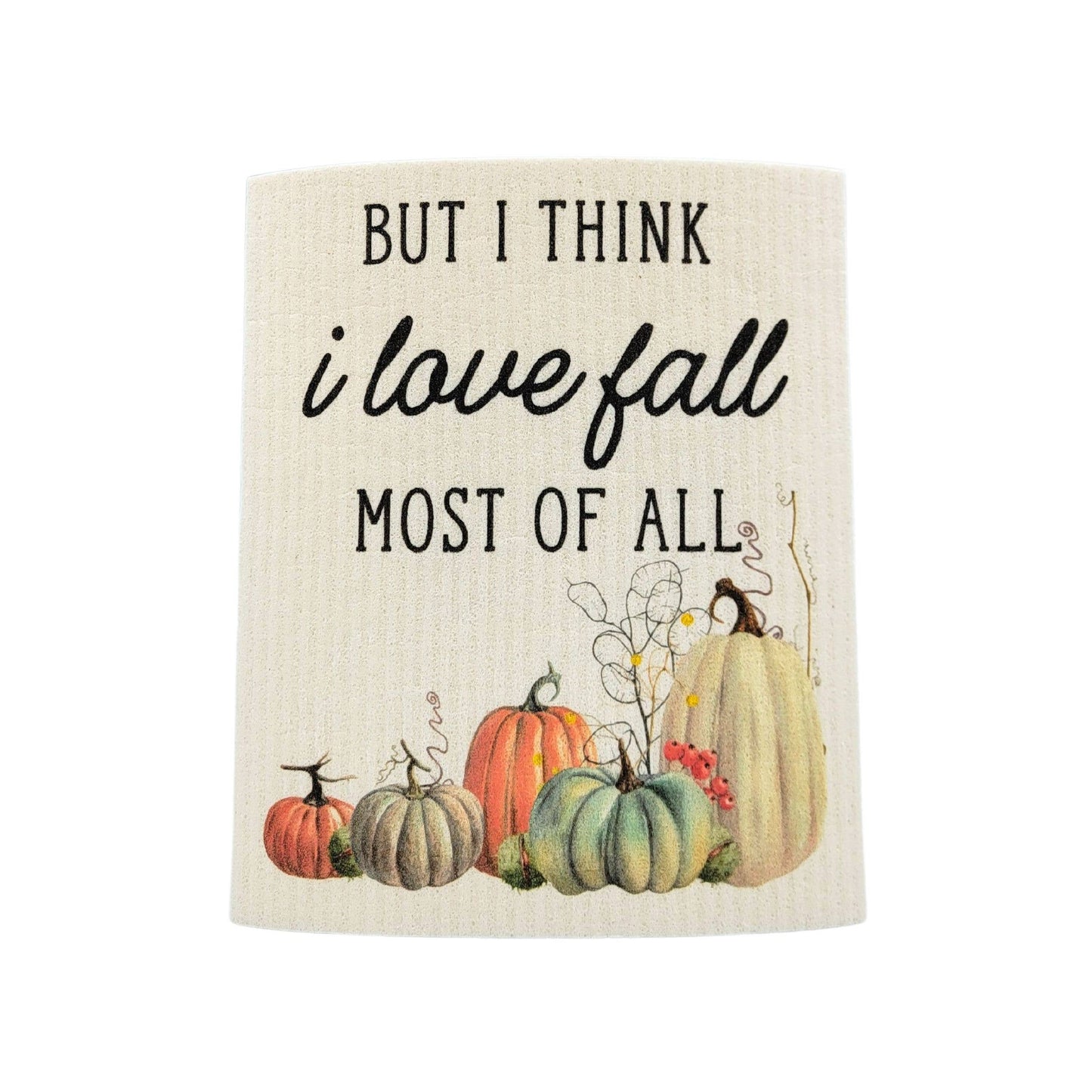Driftless Studios - I love Fall Pumpkin Swedish Dishcloth - Fall Decor