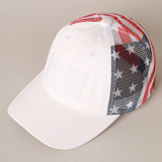 Fashion City - Cotton Brushed USA Flag Embroidered Baseball Cap