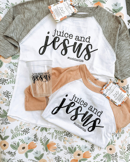 Saved by Grace Co. - Juice and Jesus Toddler Tee - Baseball Tees