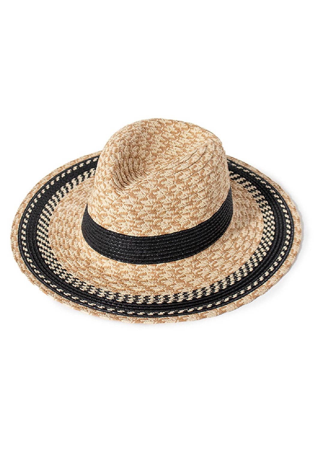 Embellish Your Life - Black Detailed Beige Straw Hat