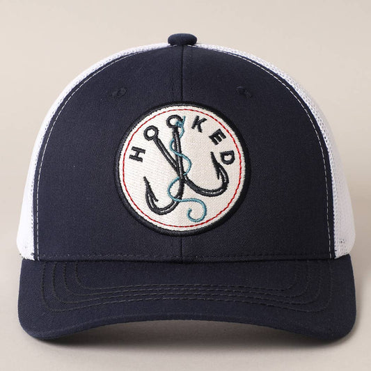 Fashion City - Men's HOOKED Patch Embroidered Baseball Cap with Meshed Back