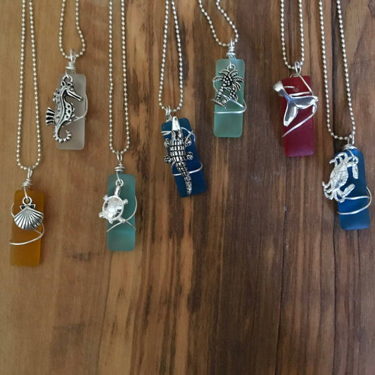 Jackie Gallagher Designs - Glass Bar and Charm Pendant Necklace