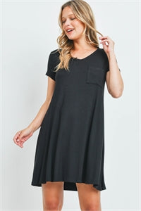 Sweet Adelya Short sleeve V-neck pocket detail shift dress