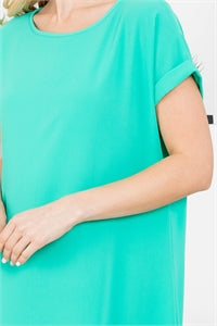 Adara MINT ROUND NECK BABY DOLL DRESS