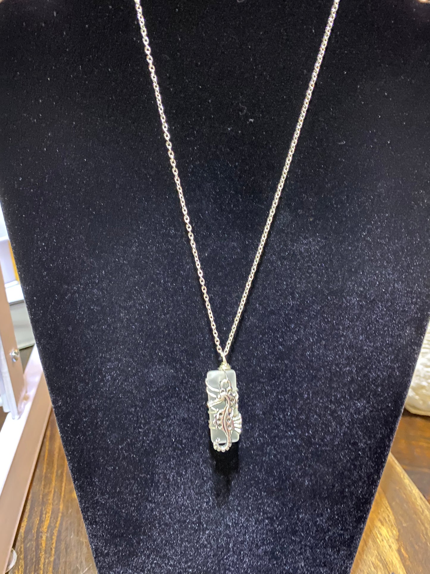 Jackie Gallagher Designs - Glass Bar and Charm Pendant Necklace
