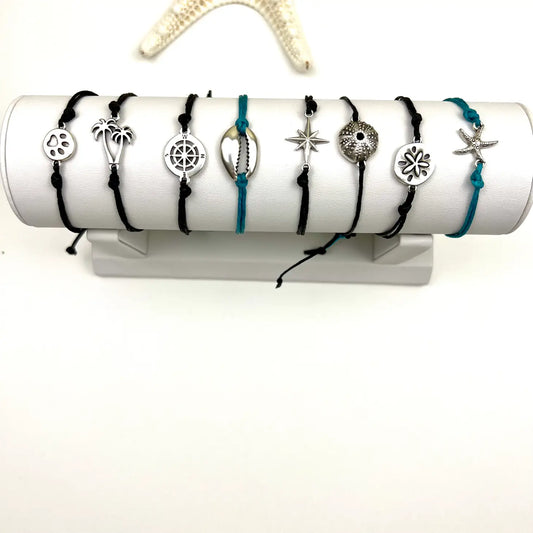 Jackie Gallagher Designs - Waxed Cord Beach Charm Bracelets