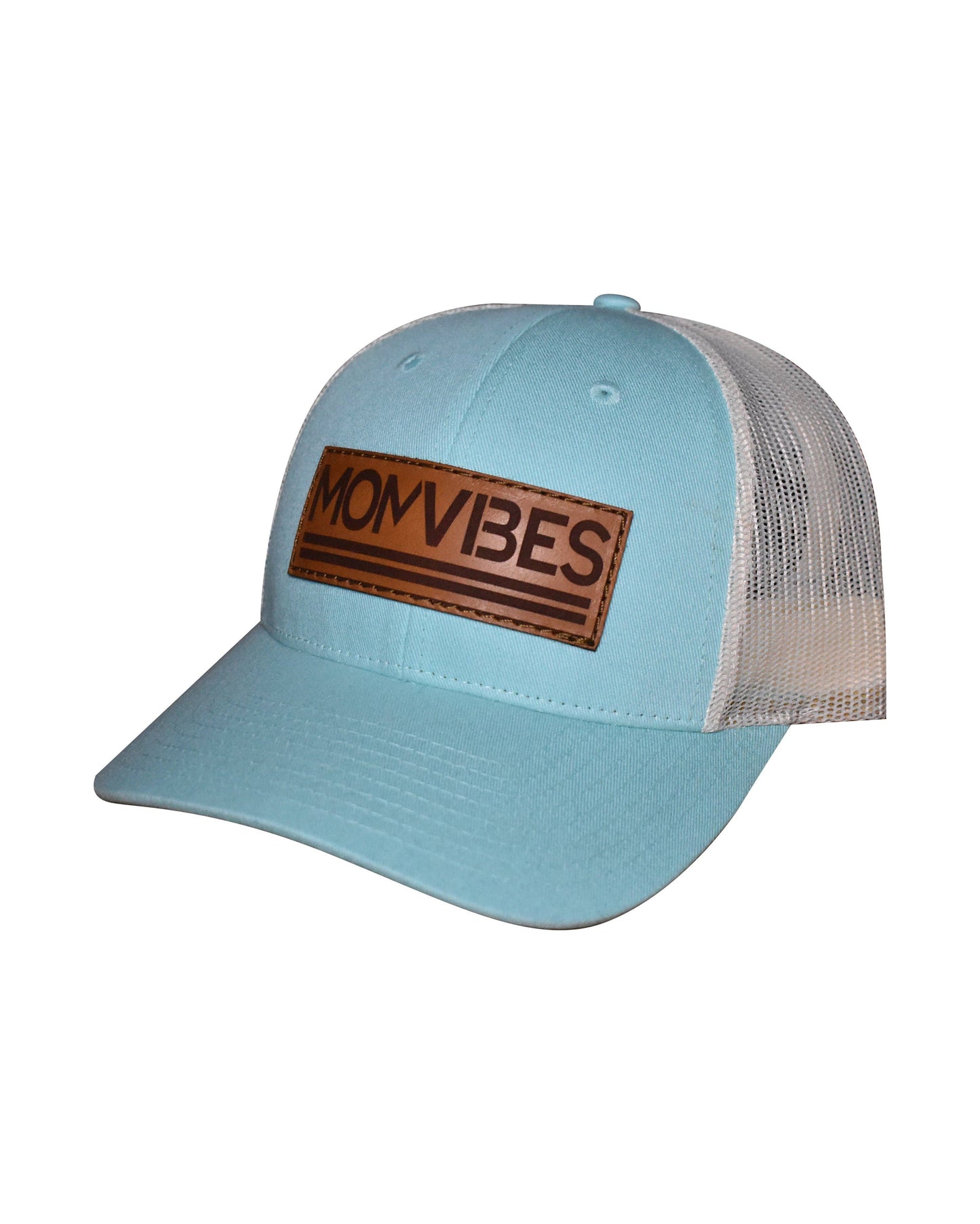 Dadbod Apparel - MomVibes - Curved Bill Trucker Snapback (Mint/Cream)