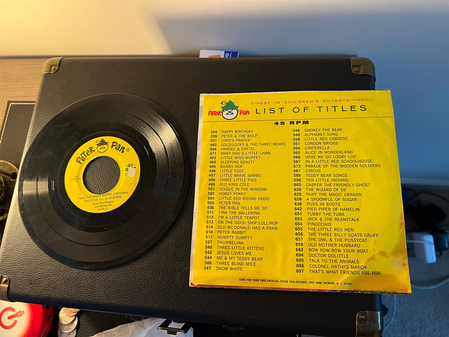 T'WAS THE NIGHT BEFORE CHRISTMAS Peter Pan Records 45rpm