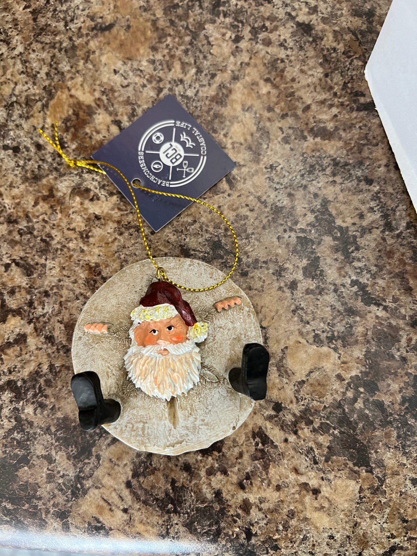 Christmas Sand Dollar Santa Coastal Ornament