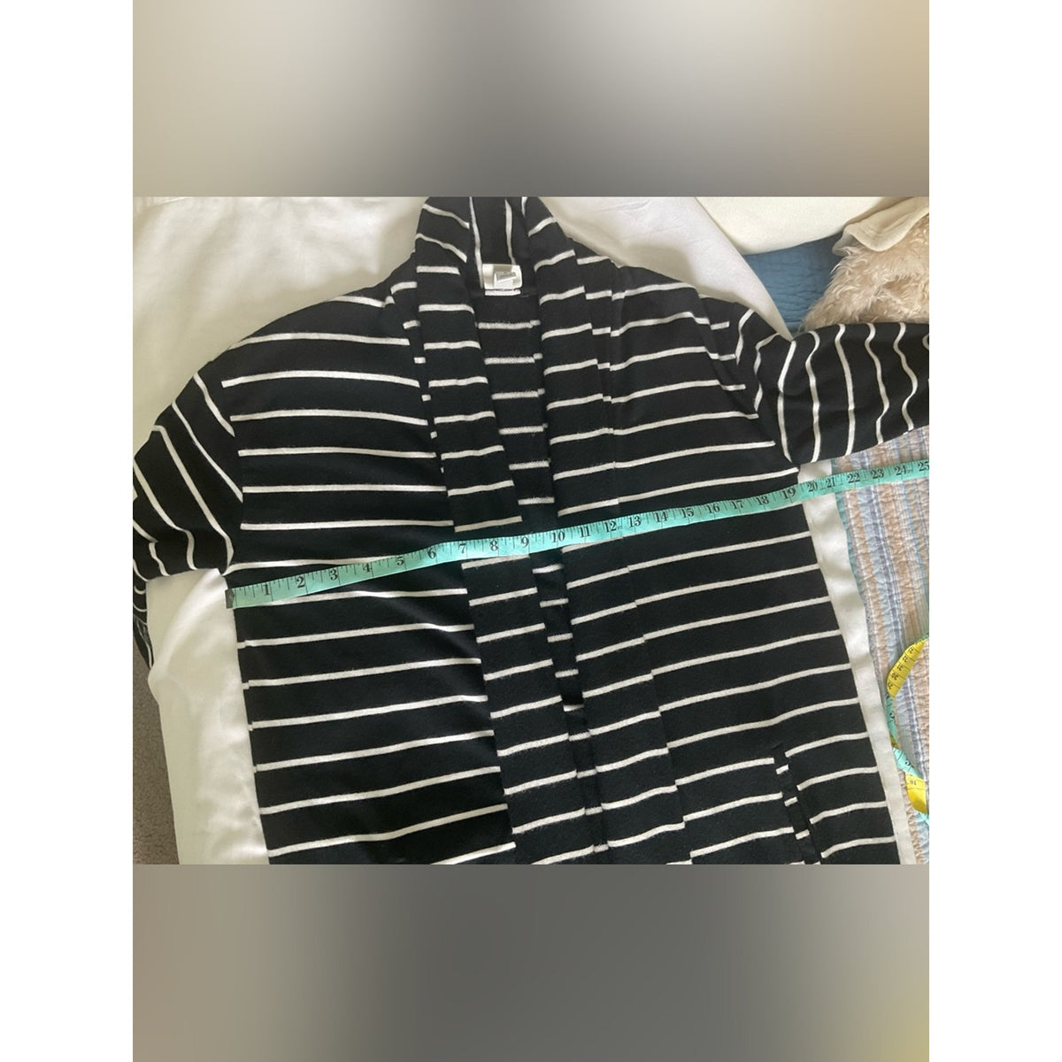 A New Day Black & White Striped Open-Front Cardigan
