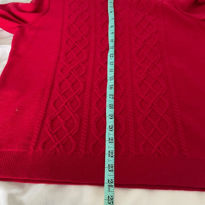 Talbots Red Cableknit wide crew neck sweater