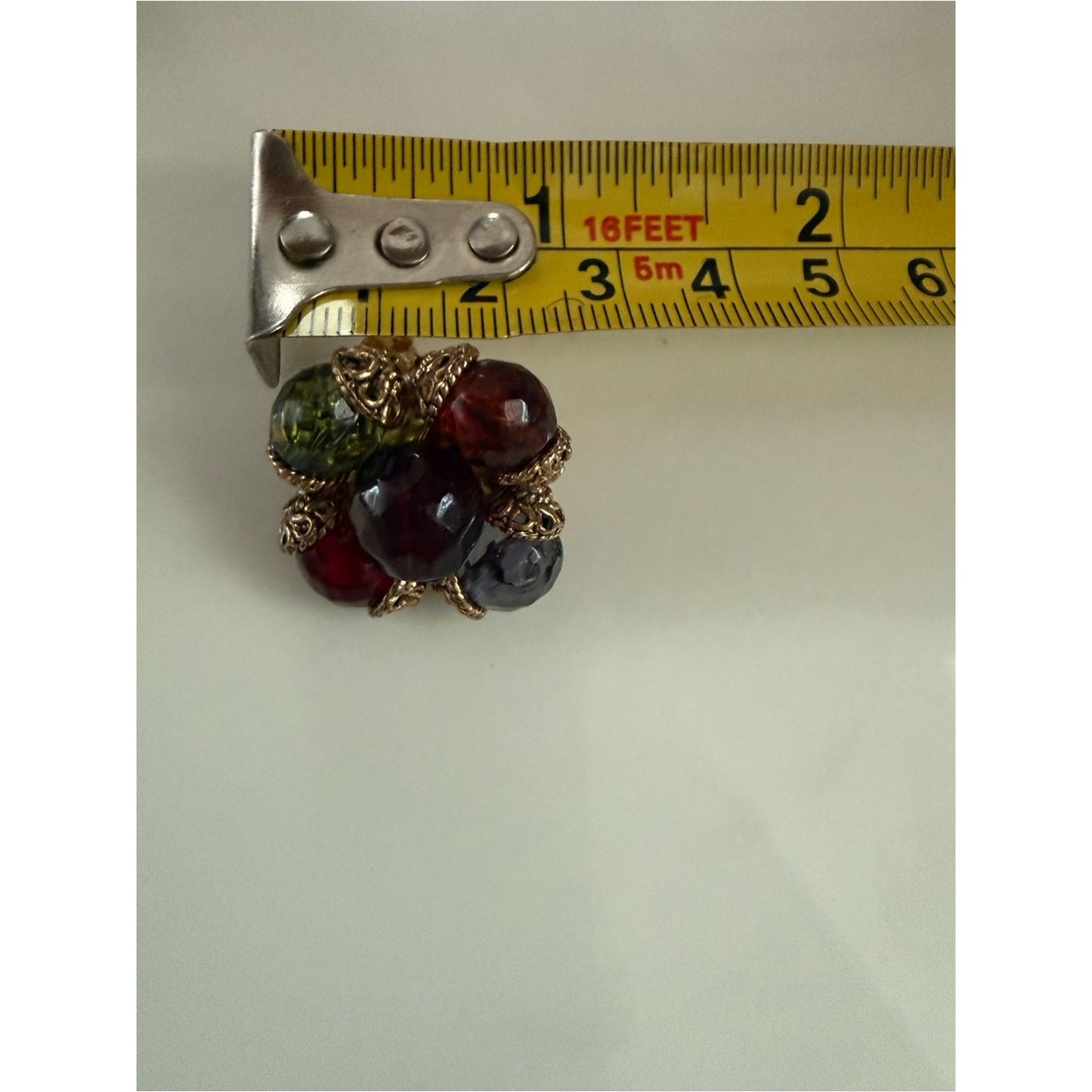 Vintage gold tone beaded earrings, clip on