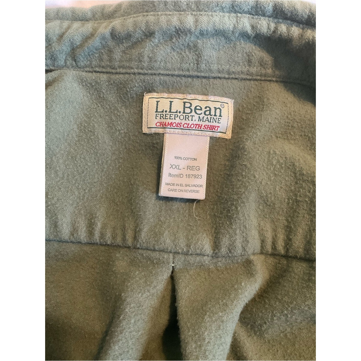 L.L. Bean Men's Olive Green Button-Front Utility Shirt