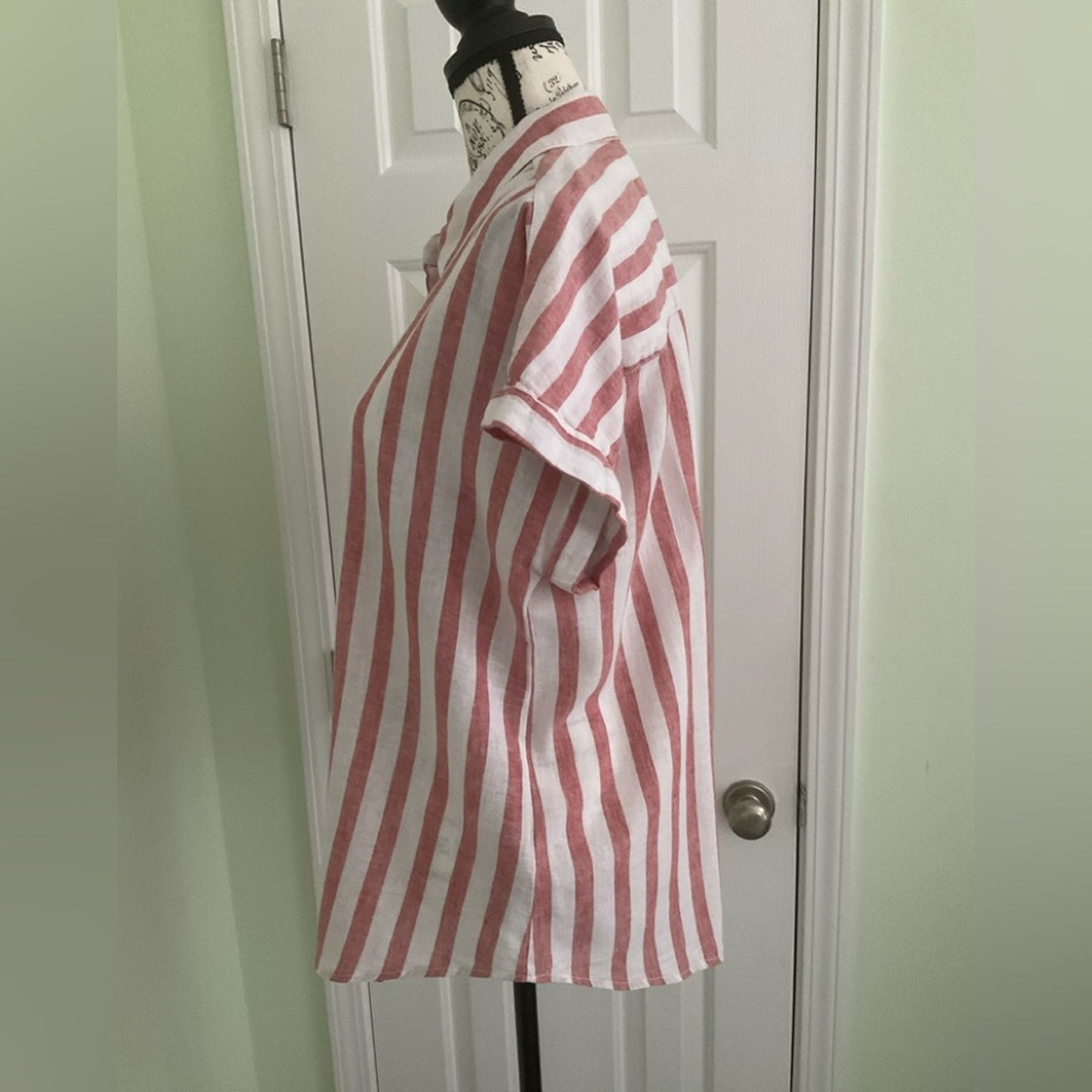 beachlunchlounge Red and White Striped Button Down Shirt