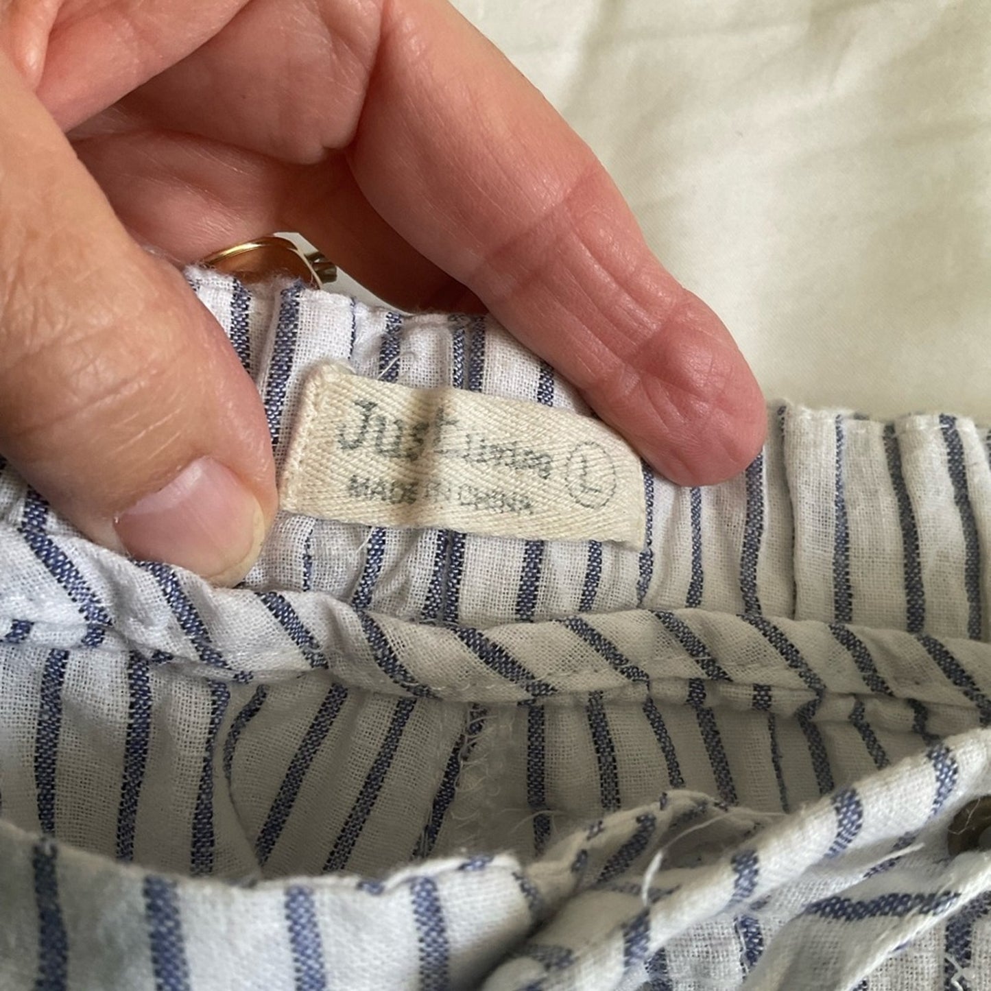 Just Living Blue and White Striped wide leg pants